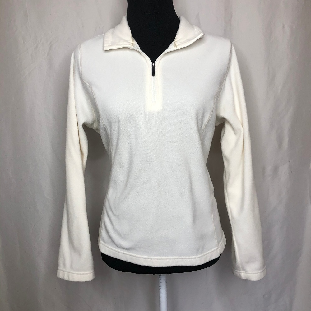 Lands' End Ivory 1/4  Zip Fleece Pullover